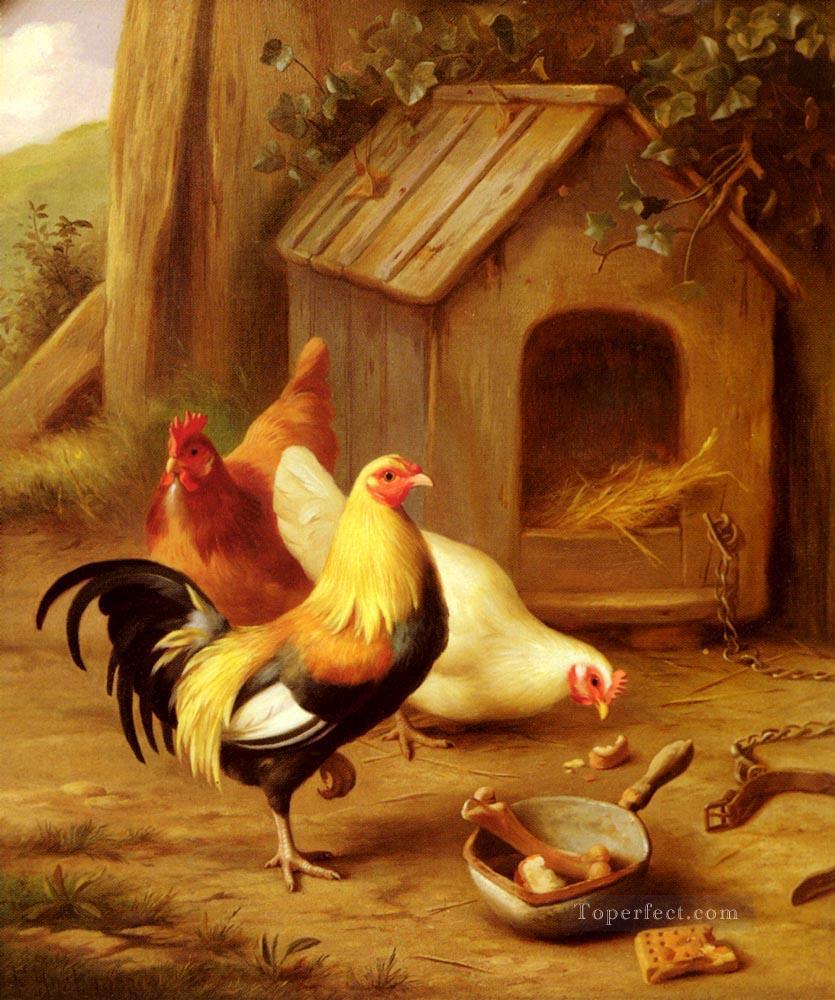 Hühner Füttern Bauernhof Tiere Edgar Hunt Ölgemälde